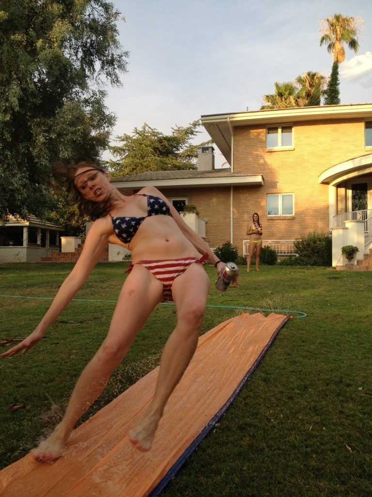 Bikini girl slip n slide